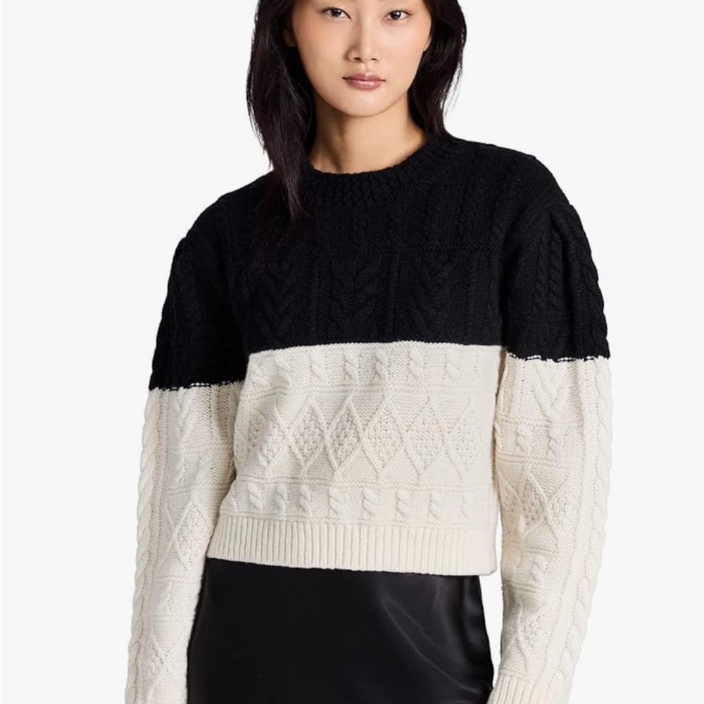 Black and White Cable Knit Sweater